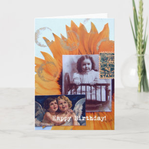 Cartão Feliz Aniversário da Garota e Colagem de Cherubs