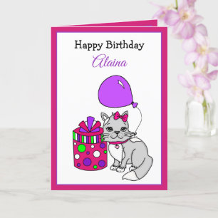 Cartão Feliz Aniversário da Gatinha Gatinha Feliz de Ani