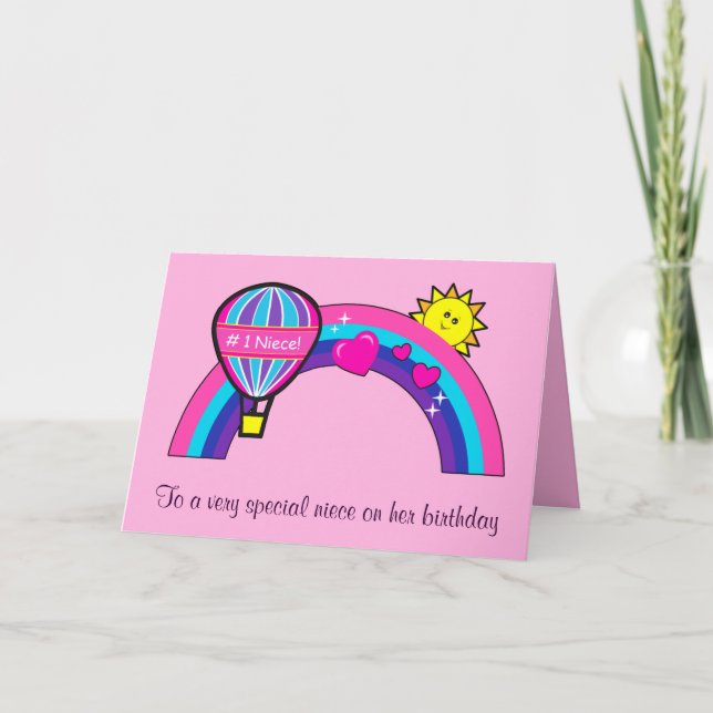 Cartão Feliz Aniversário da Grécia com Sol e Arco-íris (Frente)
