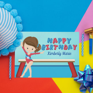 Cartão Feliz Aniversário da Gymnast Personalizada Raparig
