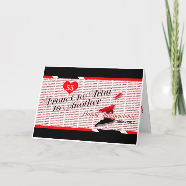 Cartão Feliz aniversário da independência do T&T (Frente)