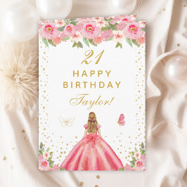 Cartão Feliz Aniversário da Loura-Rosa