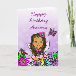 Cartão Feliz aniversario da menina feericamente lunática