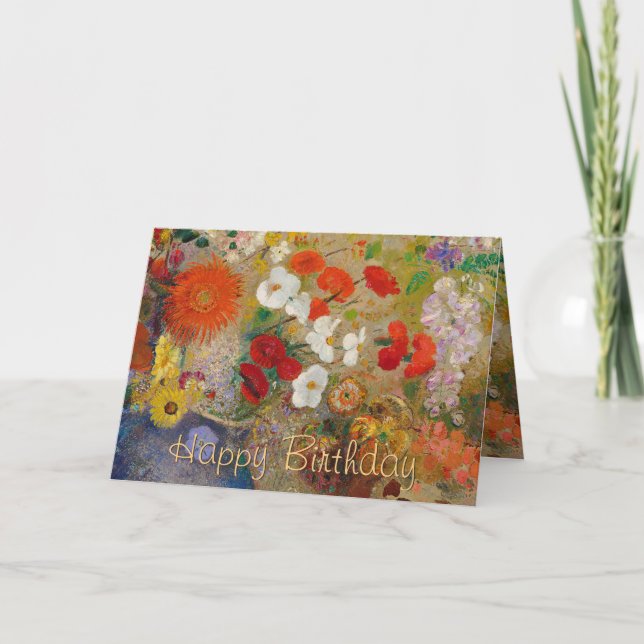 Cartão Feliz aniversário da placa de flores Josephine CC0 (Frente)