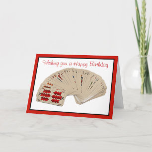 Cartão Feliz Aniversário da ponte jogando cartas pôquer