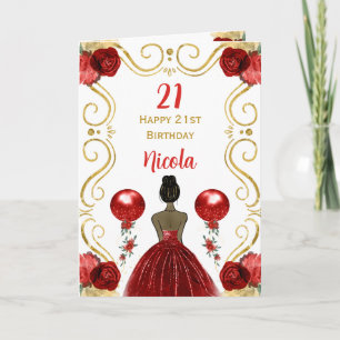 Cartão Feliz Aniversário da Princesa da Pele Escura