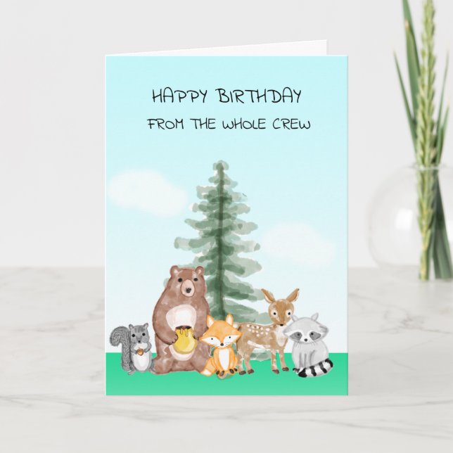 Cartão Feliz aniversário da Tripulação Inteira (Frente)