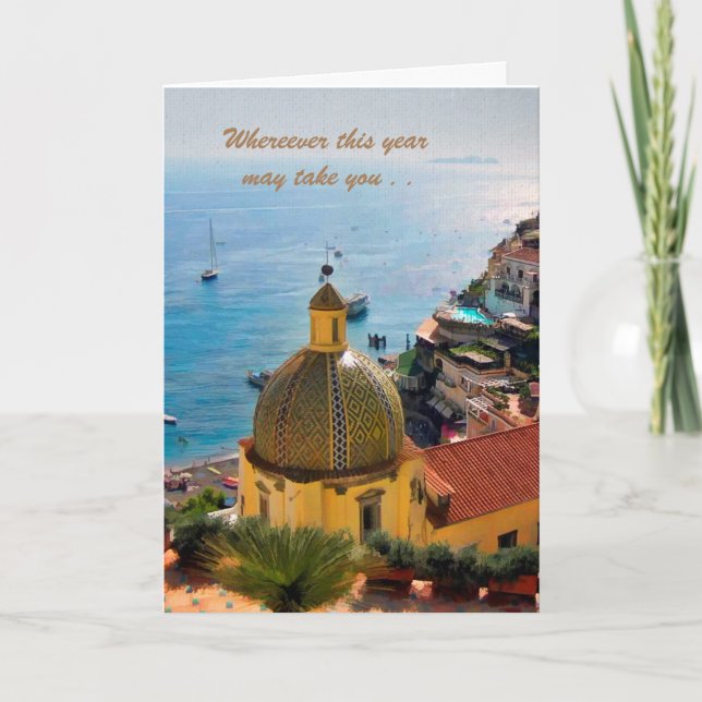 Cartão Feliz aniversário da vida é uma aventura (Frente)