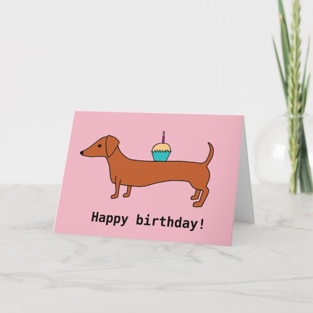 Cartão Feliz aniversário Dachshund (Frente)