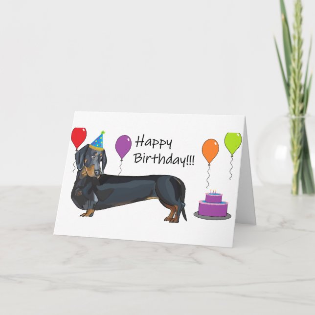 Cartão Feliz aniversário Dachshund (Frente)
