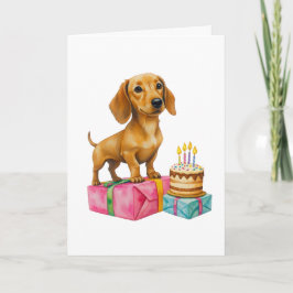Cartão Feliz aniversário dachshund cachorrinho pai mãe be