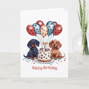 Cartão Feliz aniversário Dachshund Dogs