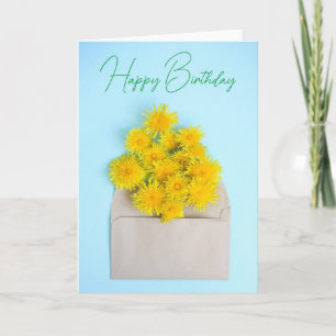 Cartão Feliz Aniversário   Dandelions em Envelope