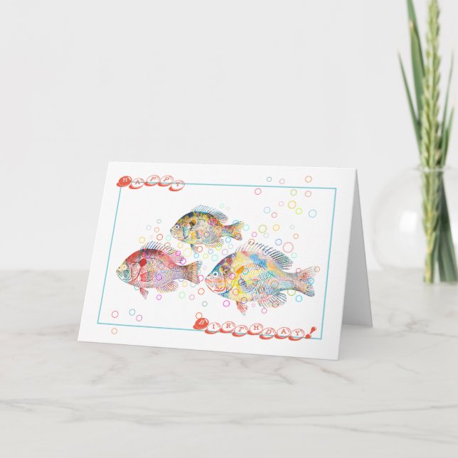 Cartão Feliz aniversario (das carpas coloridas) (Frente)