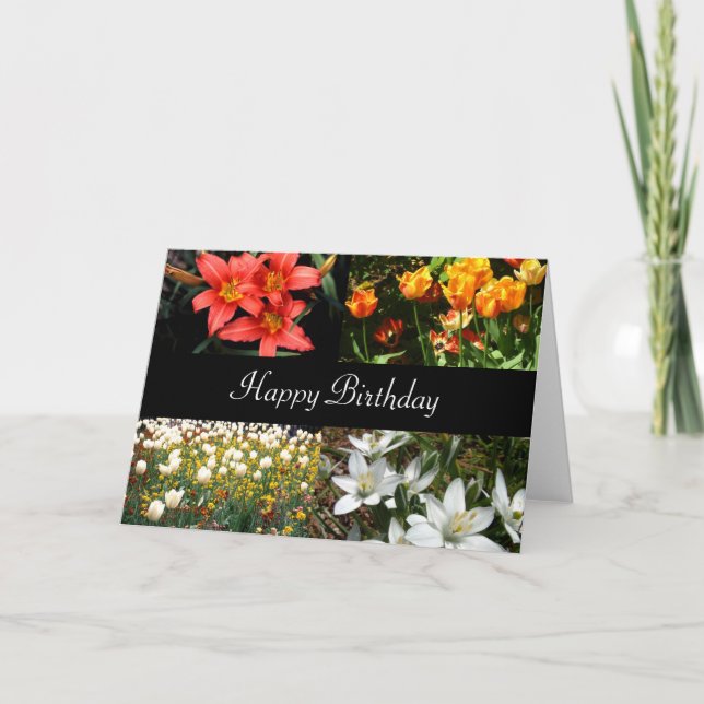 Cartão Feliz Aniversário das Flores | (Frente)