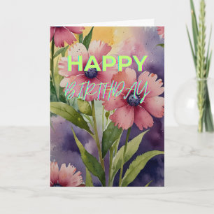 Cartão Feliz Aniversário das Flores