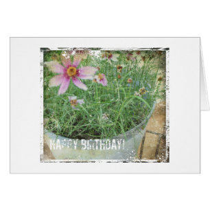 Cartão Feliz Aniversário das Flores do Grunge