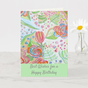 Cartão Feliz Aniversário das Flores Whimsical