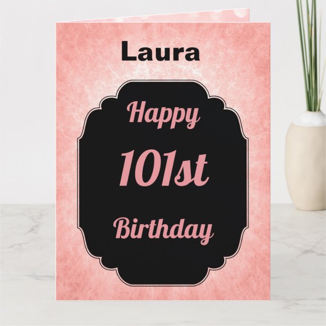 Cartão Feliz aniversário de 1011ruas, rosa personalizado (Frente)
