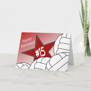 Cartão Feliz aniversário de 15, Estrela de Voleibol!
