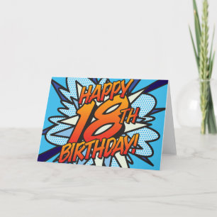 Cartão FELIZ ANIVERSÁRIO DE 18 ANOS Quadrinhos Pop Art az