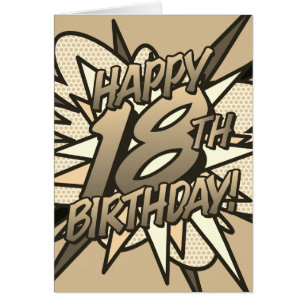 Cartão FELIZ ANIVERSÁRIO DE 18 ANOS Quadrinhos Pop Art Vi