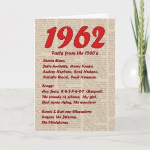 Cartão Feliz Aniversário de 1962 Ano das notícias do na