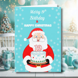 Cartão Feliz Aniversário de 19 anos Natal Papai Noel