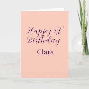 Cartão Feliz aniversário de 1 ano laranja roxo boho retrô