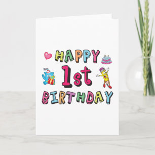 Cartão Feliz aniversário de 1 ano para crianças de 1 ano