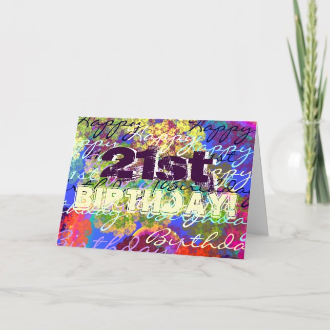 Cartão Feliz aniversário de 21 anos! (Frente)