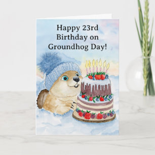 Cartão Feliz Aniversário de 23º Dia da Marmota