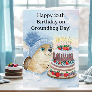 Cartão Feliz Aniversário de 25 anos do Dia da Marmota