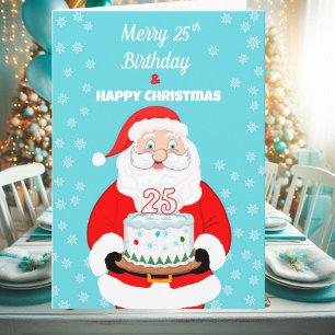 Cartão Feliz Aniversário de 25 anos Natalício Papai Noel