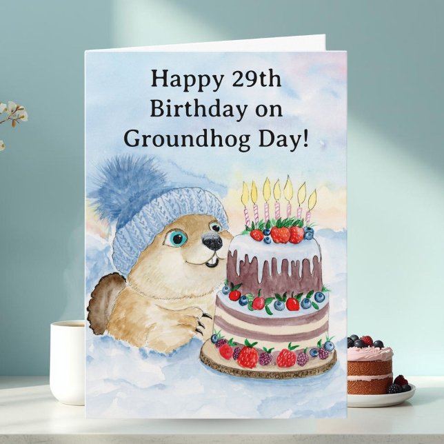 Cartão Feliz Aniversário de 29 anos do Dia da Marmota (Criador carregado)