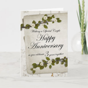 Cartão Feliz aniversário de 3 anos Floral