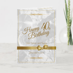 Cartão Feliz aniversário de 40 anos com laço dourado