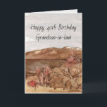 Cartão Feliz aniversário de 40 anos Grandson nas Montanha<br><div class="desc">Um cartão de cumprimentos de aniversário feliz personalizado para o aniversário de 40 anos de um neto ou personalize-o para outro membro da família ou amigo. A carta apresenta uma paisagem desértica com plantas de pincel de sagebro, rolando colinas com toques de neve nos picos sob uma mão de céu...</div>