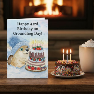 Cartão Feliz Aniversário de 43 anos do Dia da Marmota