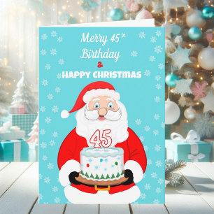 Cartão Feliz Aniversário de 45 anos Natal Papai Noel