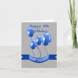 Cartão Feliz Aniversário de 4 anos Blue Balloons