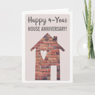 Cartão Feliz Aniversário de 4 Anos na Casa
