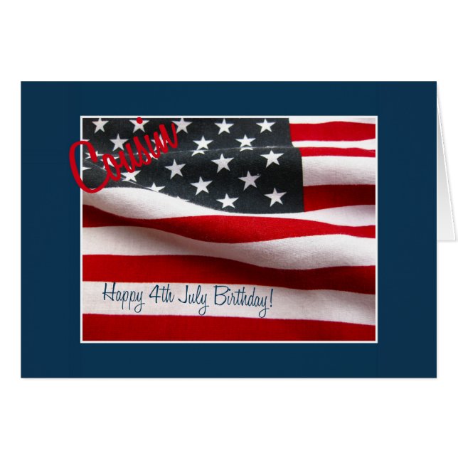 Cartão Feliz aniversário de 4 de julho (Frente Horizontal)