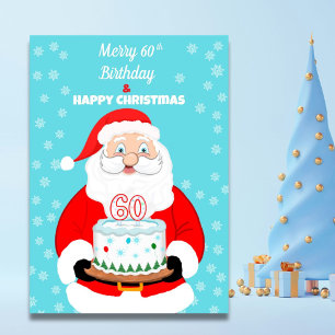 Cartão Feliz Aniversário de 60 anos Natal Papai Noel