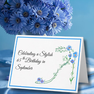 Cartão Feliz aniversário de 65 anos em setembro, flores d