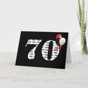 Cartão Feliz Aniversário De 70 A Preto Com Balões