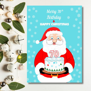Cartão Feliz Aniversário de 70 anos Natal Papai Noel