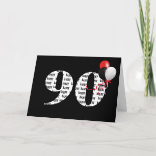 Cartão Feliz Aniversário De 90 A Preto Com Balões
