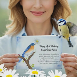 Cartão Feliz aniversário de abril com pássaro azul