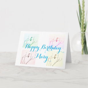Cartão Feliz aniversário de beija-flores vibrantes